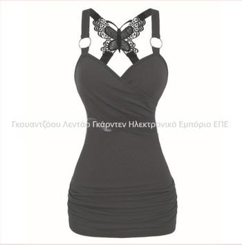 Σέξι γυναικεία ρούχα σε ευρωπαϊκό και αμερικανικό στιλ Y2K με τιράντες και έξω ώμους, πλεκτό τοπ με δαντέλα πεταλούδας και σταυρωτή πλάτη, σέξι δαντελένιο φανελάκι