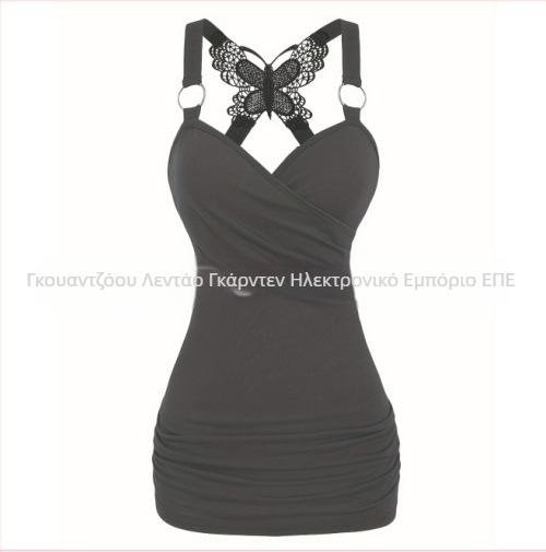 Σέξι γυναικεία ρούχα σε ευρωπαϊκό και αμερικανικό στιλ Y2K με τιράντες και έξω ώμους, πλεκτό τοπ με δαντέλα πεταλούδας και σταυρωτή πλάτη, σέξι δαντελένιο φανελάκι