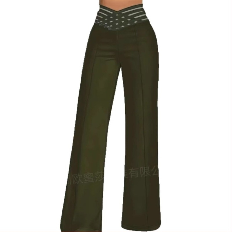 Amazon Hot Selling 2025 Ευρωπαϊκό και Αμερικανικό Εξωτερικό Εμπόριο Νέα Γυναικεία Παντελόνια με Κοίλη Ζώνη Micro High Waist Loose Casual Wide Leg