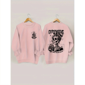 Φούτερ με κρανίο, με μακριά μανίκια και στρογγυλή λαιμόκοψη, casual φούτερ με κουκούλα σε σχήμα S