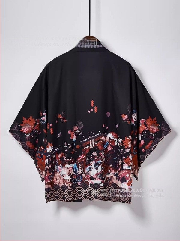Νέο προϊόν Retro Element Series 2024 σε διασυνοριακό επίπεδο, νέα ρόμπα Harajuku Kimono Outwear, ζακέτα Haori Cloak
