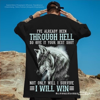 Ανδρικά μπλουζάκια με ζώα, τρισδιάστατο σχέδιο λύκου, με σχέδιο λύκου, σε στυλ street, με σχέδιο Harajuku.