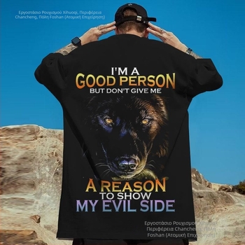 Ανδρικά μπλουζάκια με ζώα, τρισδιάστατο σχέδιο λύκου, με σχέδιο λύκου, σε στυλ street, με σχέδιο Harajuku.