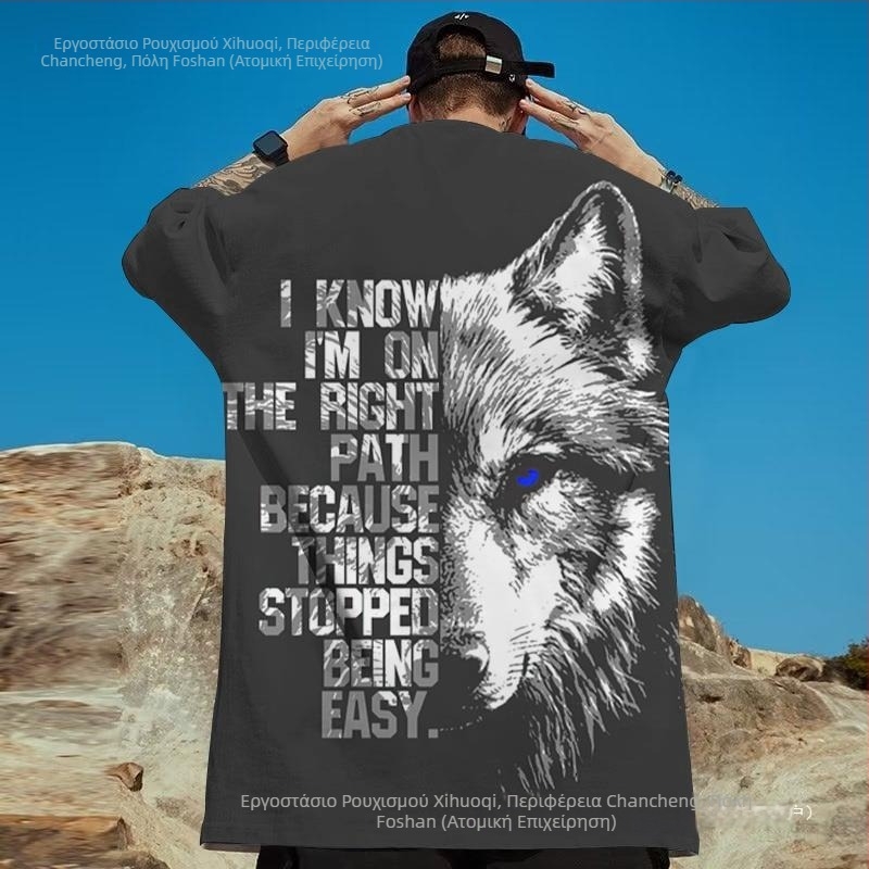 Ανδρικά μπλουζάκια με ζώα, τρισδιάστατο σχέδιο λύκου, με σχέδιο λύκου, σε στυλ street, με σχέδιο Harajuku.