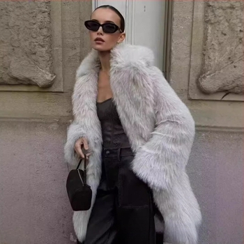 Διασυνοριακό Amazon 2024 Φθινόπωρο/Χειμώνας Ευρωπαίων και Αμερικανών Γυναικών Faux Fur Ζεστό Μεσαίο Μήκος Παλτό Χοντρό Παλτό Γούνα Haining