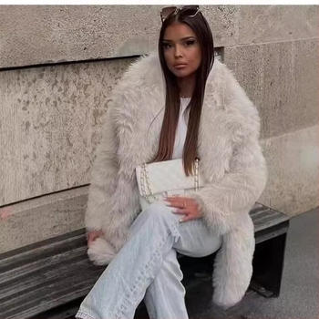 Διασυνοριακό Amazon 2024 Φθινόπωρο/Χειμώνας Ευρωπαίων και Αμερικανών Γυναικών Faux Fur Ζεστό Μεσαίο Μήκος Παλτό Χοντρό Παλτό Γούνα Haining
