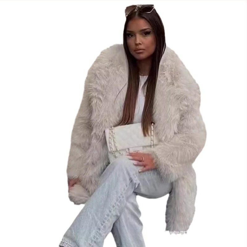 Διασυνοριακό Amazon 2024 Φθινόπωρο/Χειμώνας Ευρωπαίων και Αμερικανών Γυναικών Faux Fur Ζεστό Μεσαίο Μήκος Παλτό Χοντρό Παλτό Γούνα Haining