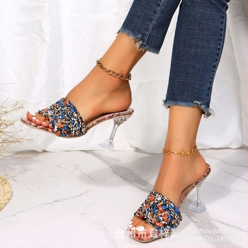 Μεγάλα υφαντά σέξι σανδάλια 2022 καλοκαίρι νέα γυναικεία One Word ανοιχτά δάχτυλα Amazon Wine Cup κομψά σανδάλια