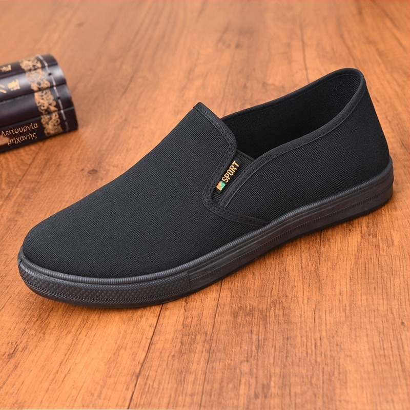 Ανδρικά παπούτσια Old Beijing Clothing, casual, slip-on, χαμηλά, ελαφριά, αναπνεύσιμα, μαύρα, παπούτσια εργασίας από καμβά