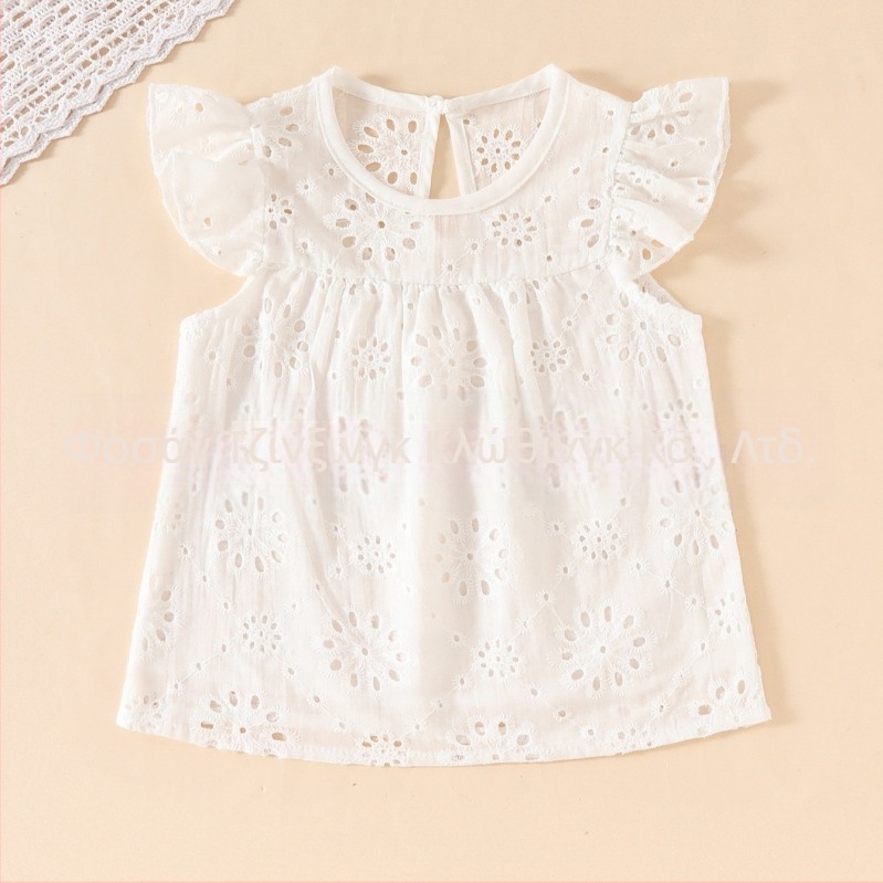 Νέο καλοκαιρινό μπλουζάκι μωρού 2024 με χαριτωμένο λευκό μπλουζάκι σε σχήμα χιονονιφάδας