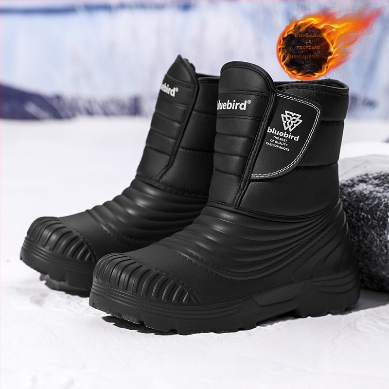 Χειμερινές μπότες χιονιού 50 γιάρδων, μεγάλες, ευρωπαϊκές και αμερικανικές, μοντέρνες, με ψηλή κορυφή, διασυνοριακές, εξωτερικές, ζεστές, αδιάβροχες, μεγάλες, βαμβακερές μπότες χονδρικής