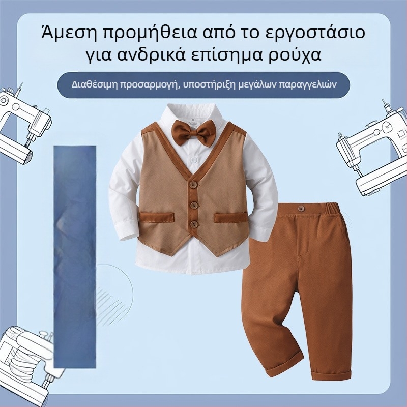 Παιδικά ρούχα εξωτερικού εμπορίου, ψεύτικο γιλέκο, μικρό κοστούμι, παιδικά κοστούμια υποδοχής, ρούχα για μωρά, ανοιξιάτικα και φθινοπωρινά ρούχα για αγόρια με μακριά μανίκια, φθινοπωρινά ρούχα για αγόρια