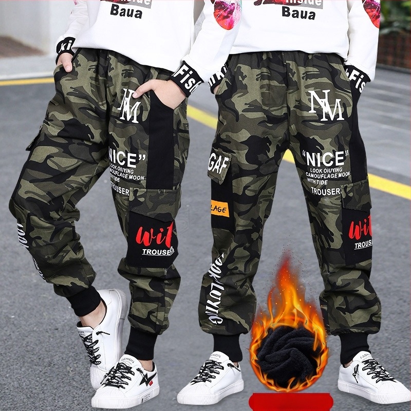 Παιδικό παντελόνι Cover με επένδυση από φλις, ζεστό, παχύ, 2024, νέο, χειμερινό, casual, καμουφλάζ, παιδικό παντελόνι, μοντέρνο