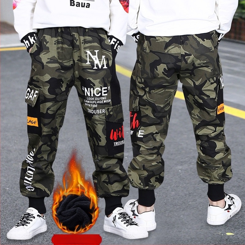 Παιδικό παντελόνι Cover με επένδυση από φλις, ζεστό, παχύ, 2024, νέο, χειμερινό, casual, καμουφλάζ, παιδικό παντελόνι, μοντέρνο