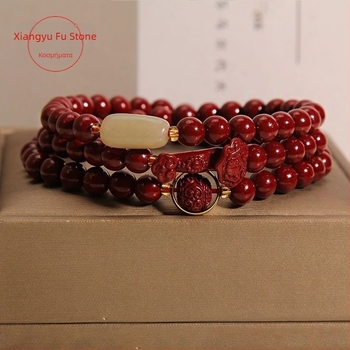 Χονδρική βραχιόλι Ruyi με κιννάβαρι, μωβ χρυσό, χάντρες Ruyi με γούρι, γυναικείο βραχιόλι με κύκλωμα, γυναικεία niche, ζωντανή, καυτή