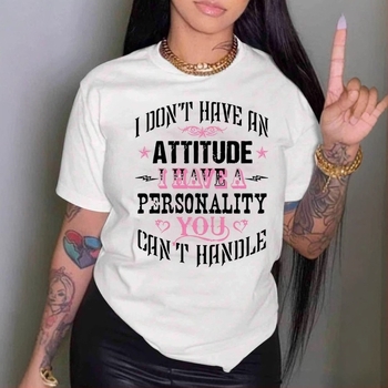 2025 Νέο Γυναικείο T-shirt Amazon για Κορίτσια με Στάμπα Γράμματος και Στρογγυλή Λαιμόκοψη, με Κοντομάνικο, για Γυναίκες