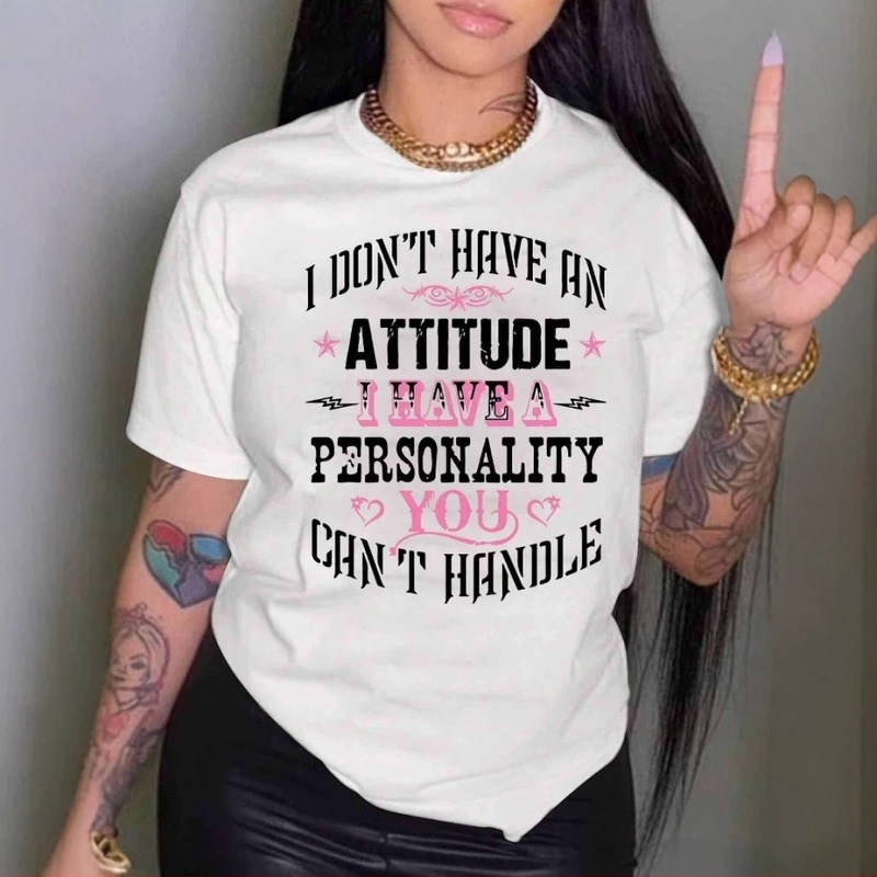 2025 Νέο Γυναικείο T-shirt Amazon για Κορίτσια με Στάμπα Γράμματος και Στρογγυλή Λαιμόκοψη, με Κοντομάνικο, για Γυναίκες