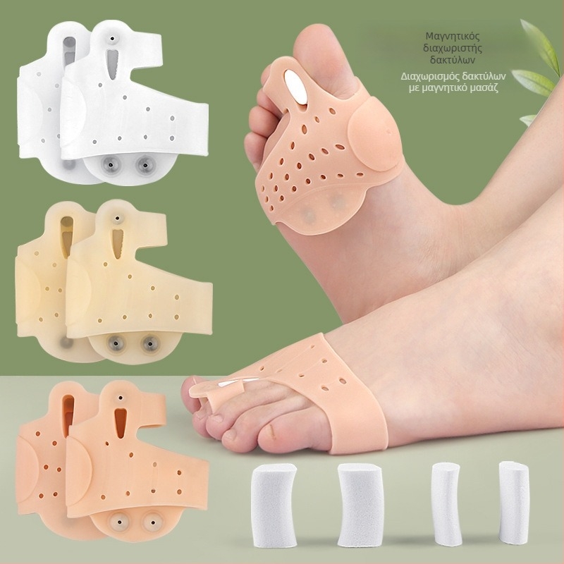 Μανσέτα μασάζ με διπλή οπή για βαλγικά δάχτυλα αντίχειρα, με παχιά μαγνήτη και απορρόφηση κραδασμών στο μπροστινό μέρος, για οστική όρθωση στο Big Foot