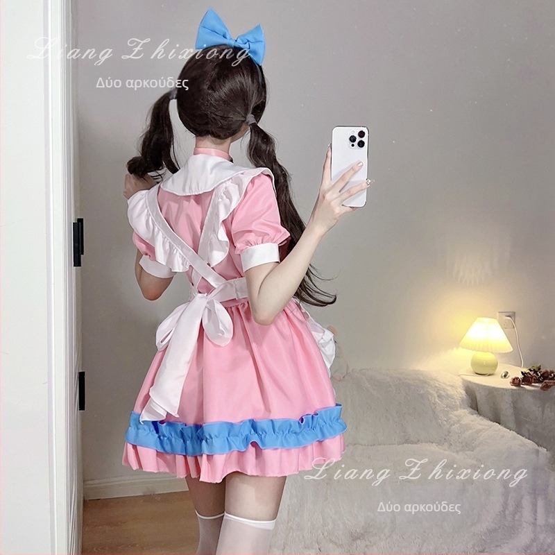 Σε απόθεμα σέξι κοστούμι καμαριέρας ροζ μπλε απαλό χαριτωμένο κορίτσι καμαριέρα χαριτωμένο cosplay anime δισδιάστατο φόρεμα πριγκίπισσας