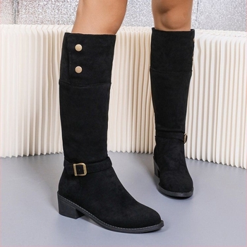 Γυναικείες μακριές μπότες, ευρωπαϊκού και αμερικανικού τύπου, με αγκράφα από το εξωτερικό εμπόριο και πτυχωτές μπότες Four Seasons Western, νέες γυναικείες μπότες Lazy Style Heap