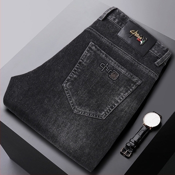 Τζιν παντελόνι China Straight Leg για άνδρες, φθινόπωρο και χειμώνα, νέα χαλαρά παντελόνια για μεσήλικες μπαμπάδες