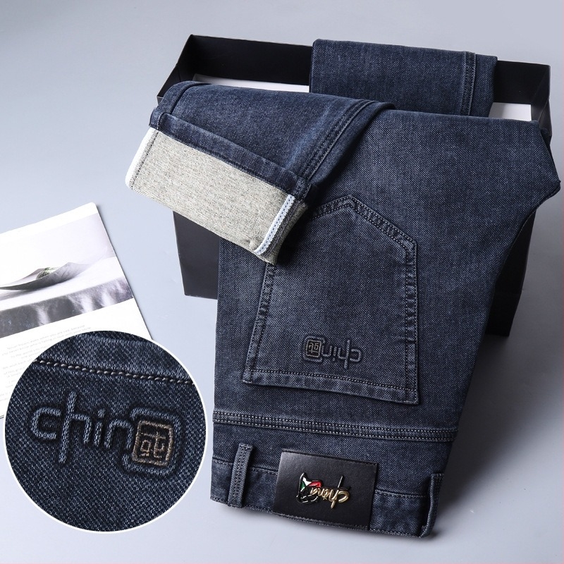 Τζιν παντελόνι China Straight Leg για άνδρες, φθινόπωρο και χειμώνα, νέα χαλαρά παντελόνια για μεσήλικες μπαμπάδες