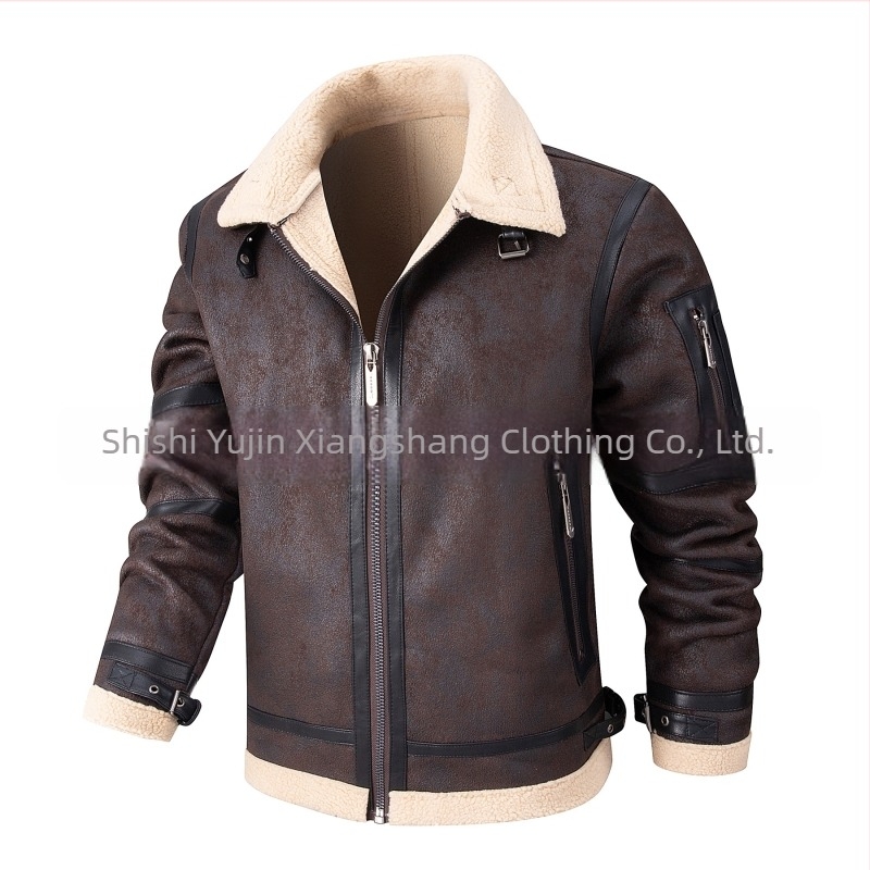 2024 Νέα Ανδρικά Δερμάτινα Ρούχα Φθινόπωρο και Χειμώνας Ανδρικό Δερμάτινο Μπουφάν με Επένδυση από Φλις και Πηχτή Γούνα, Επαγγελματικό, Casual Ανδρικό Παλτό