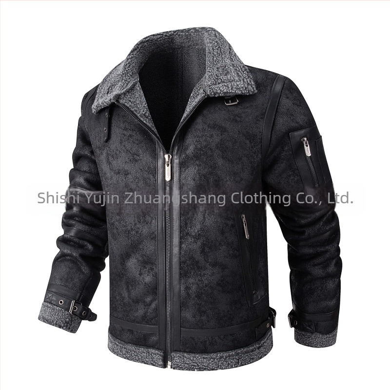 2024 Νέα Ανδρικά Δερμάτινα Ρούχα Φθινόπωρο και Χειμώνας Ανδρικό Δερμάτινο Μπουφάν με Επένδυση από Φλις και Πηχτή Γούνα, Επαγγελματικό, Casual Ανδρικό Παλτό