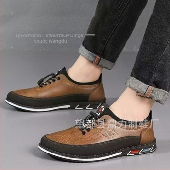 Νέα Χονδρική 2025 Άνοιξη Αναπνέοντα Δερμάτινα Παπούτσια Beanie Ανδρικά Casual Δερμάτινα Παπούτσια Ελαστική Ζώνη Business Μαλακή Σόλα Μαλακή Επιφάνεια