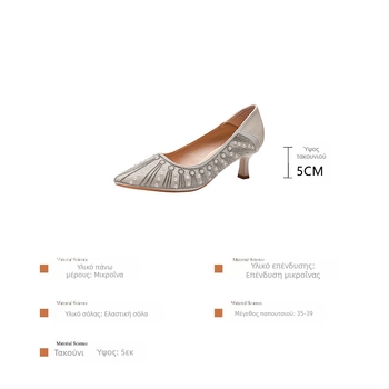 Ψηλοτάκουνα Παπούτσια Γυναικεία Υψηλής Ποιότητας 2025 Νέα Μυτερά Κομψά Φόρεμα με Ρηχό Στόμα Επαγγελματικά Παπούτσια Μονής Επίστρωσης με Τακούνια Στιλέτο 6681-ES6