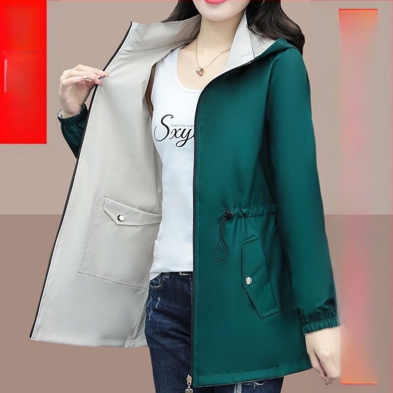 Διασυνοριακές εκρήξεις άνοιξη αντιανεμικό γυναικείο μακρύ χονδρικής 2025 νέο λεπτό κάλυμμα κοιλιάς διπλής όψης κοντό παλτό χονδρικής