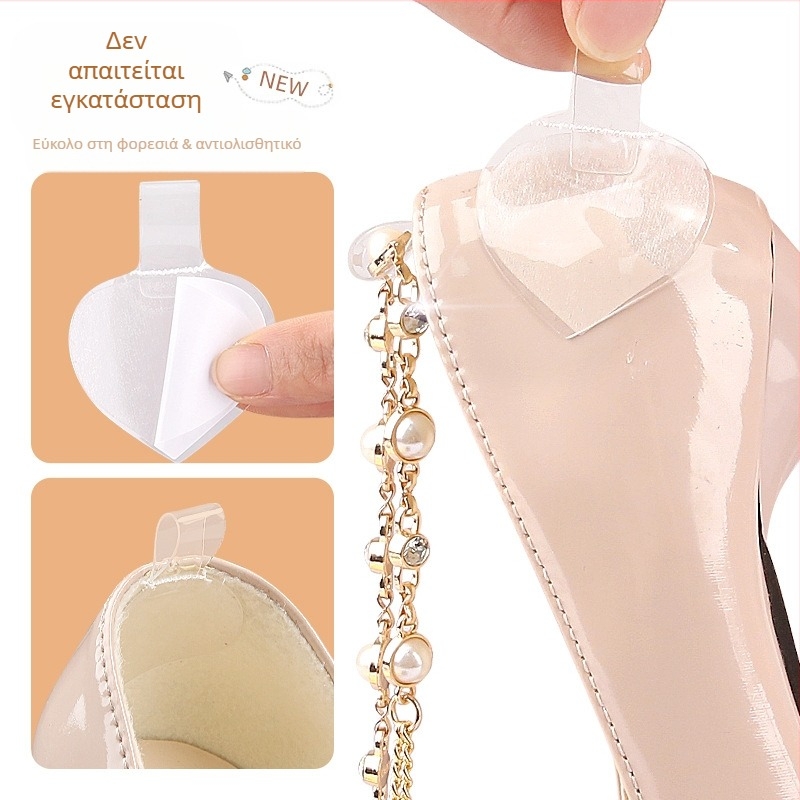 Αλυσίδα με διαμάντια από μαργαριτάρι, ψηλοτάκουνα παπούτσια χωρίς κορδόνι, χωρίς τακούνι, χαλαρό λουράκι φτέρνας με αντι-πτώση, με δέσιμο με διαμάντια, χωρίς εγκατάσταση κορδονιών