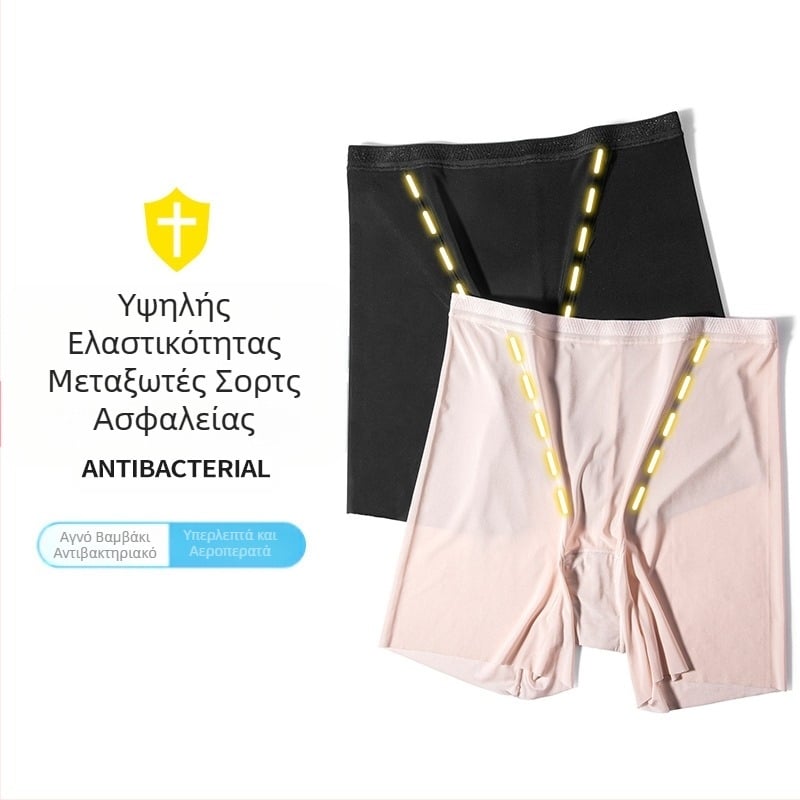 Σορτς ασφαλείας για γυναίκες, αντι-έκθεσης, 100% αντιβακτηριδιακό βαμβακερό καβάλο, αναπνεύσιμο και γρήγορο στέγνωμα για το καλοκαίρι, Ice Silk, λεπτό κολάν ασφαλείας