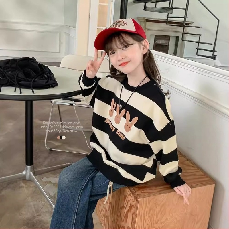 Φούτερ για κορίτσια Άνοιξη & Φθινόπωρο 2024 Άνοιξη Νέο Στυλ Μεσαίο και Μεγάλο Παιδικό Άνοιξη Φθινόπωρο Χειμώνας Βελούδινο Ριχτό Μπλούζα Διασυνοριακό Ηλεκτρονικό Εμπόριο