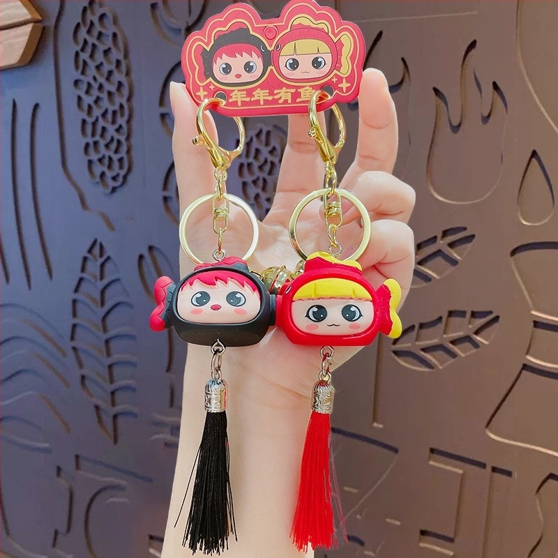 Πρωτότυπο καρτούν χαριτωμένο ζευγάρι ετήσια τσάντα μπρελόκ ψαριών μπρελόκ αυτοκινήτου μενταγιόν μπρελόκ Πρωτοχρονιά δώρο χονδρικής