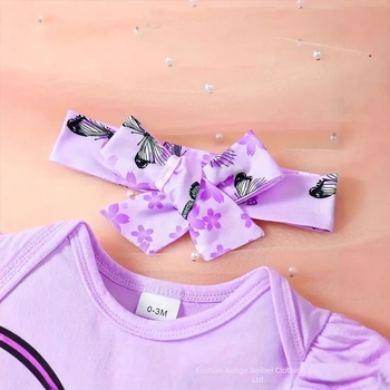 Άνοιξη και Καλοκαίρι 2025 Άνετο Νεογέννητο Μωρό με Κοντά Μανίκια και Στάμπα Πεταλούδας, Φαρδιά Παντελόνια, Κορδέλα για τα Μαλλιά, Κοστούμι 3 Τεμαχίων