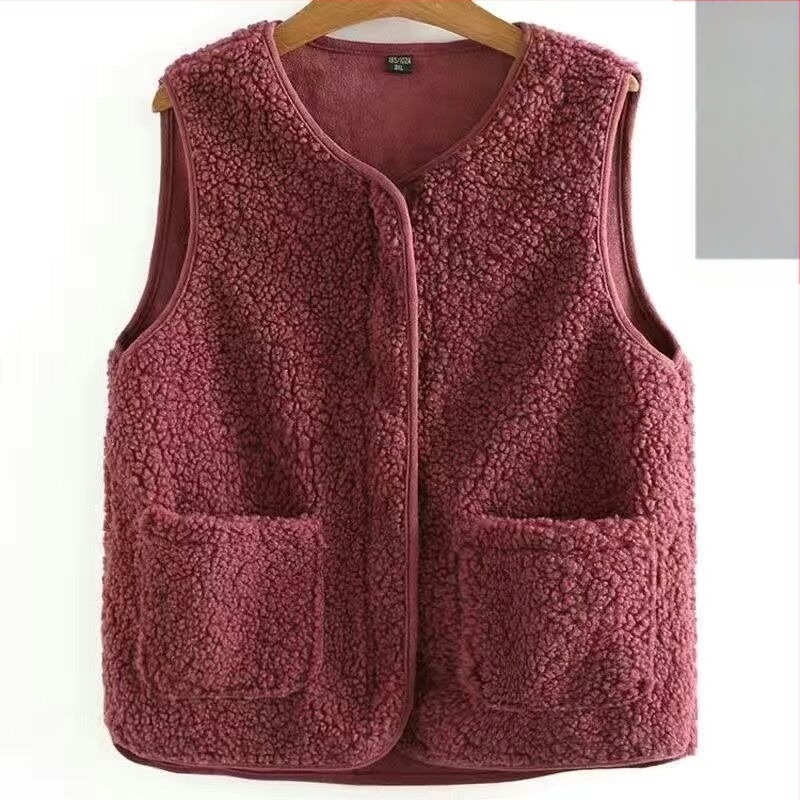Plus Size Plus Size Γιλέκο Αρνί για Γυναίκες, Χειμερινά Εξωτερικά Ρούχα 2023, Νέο Γούνινο Ολόσωμο Γιλέκο