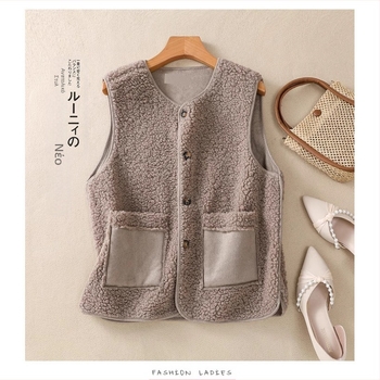Φθινόπωρο και Χειμώνας 2024 Νέο Δυτικό Στυλ Little Man Lamb Wool Γιλέκο Γυναικείο Κοντό Μπλούζα Εξωτερικό Γιλέκο Γιλέκο Γυναικείο Μπουφάν