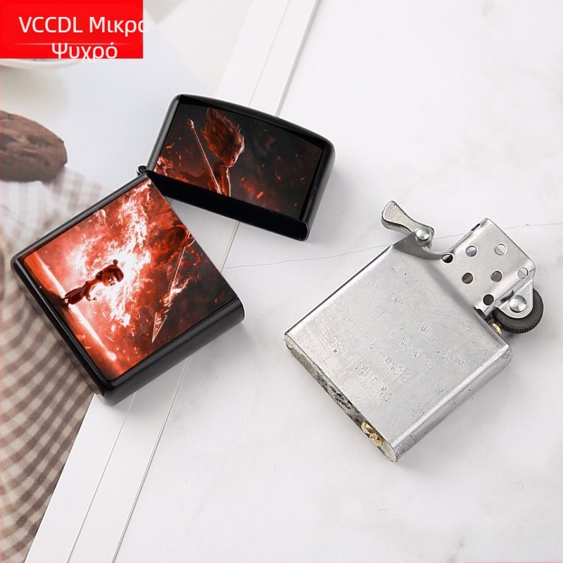 Nezha περιφερειακός αναπτήρας κηροζίνης ρετρό δημιουργικός μικρός μεταλλικός αντιανεμικός κλασικός αναπτήρας δώρου