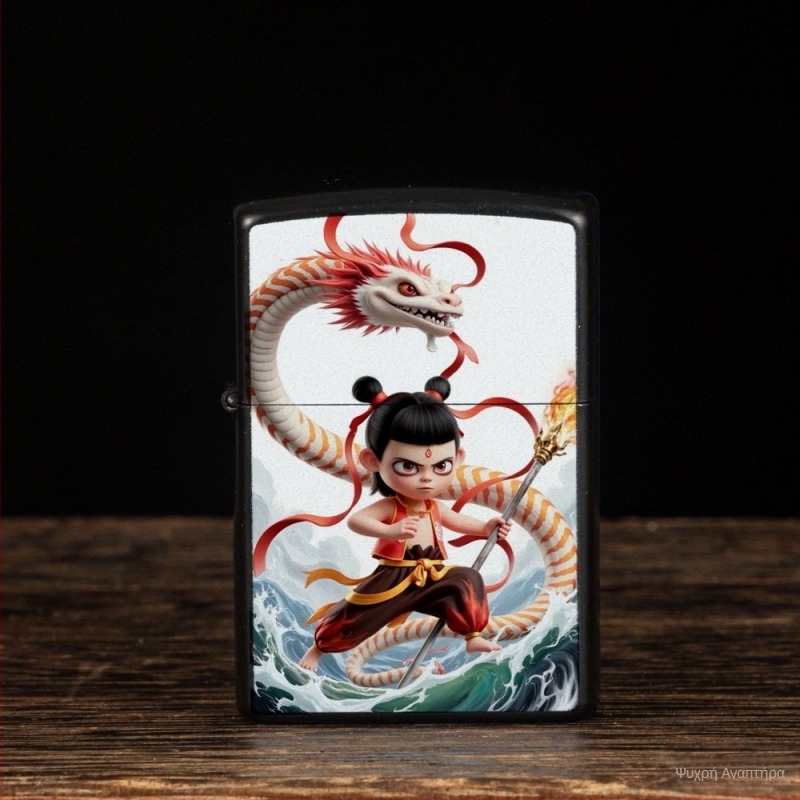 Nezha περιφερειακός αναπτήρας κηροζίνης ρετρό δημιουργικός μικρός μεταλλικός αντιανεμικός κλασικός αναπτήρας δώρου