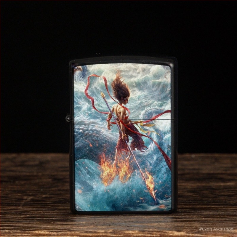 Nezha περιφερειακός αναπτήρας κηροζίνης ρετρό δημιουργικός μικρός μεταλλικός αντιανεμικός κλασικός αναπτήρας δώρου