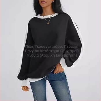 Γυναικείο φούτερ super plus size Amazon crossborder με κουκούλα και στρογγυλή λαιμόκοψη, πουλόβερ με μακριά μανίκια σε ασορτί χρώμα, φθινόπωρο 2024