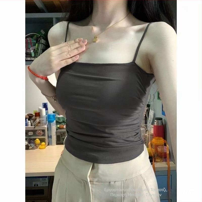 Spice Girl Pure Desire Πλισέ Γυναικείο Φανελάκι με Λεπτές Τιράντες Ώμου και Εσωτερική Ραφή, Γλυκό και Ζεστό Στυλ, Μικρό Αμάνικο