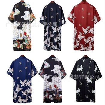 Νέα ανδρική και γυναικεία μακριά αντηλιακή ζακέτα κινέζικου στιλ Amazon 2024 με μοτίβο γερανού, με μοτίβο Han Dynasty, για ζευγάρια, χαλαρή μανδύα