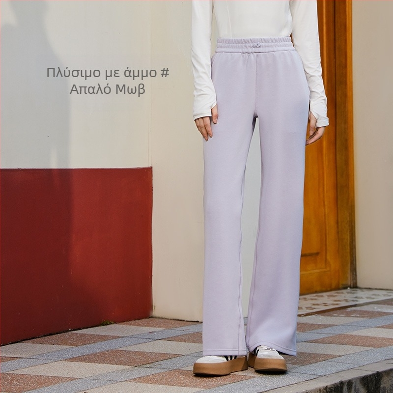 Γυναικείο παντελόνι φόρμας Lanjing modal για άνοιξη και φθινόπωρο, παντελόνι αδυνατίσματος σε κορεάτικο στιλ, με σάρκα και αίσθηση, ζεστό, ζεστό και φαρδύ παντελόνι με αποθηκευτικό χώρο.