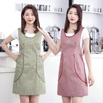 Γιλέκο, Νέα Ποδιά Κουζίνας, Αδιάβροχα και Ανθεκτικά στο Λάδι Ρούχα Εργασίας, Εστίαση, Γυναικεία, Κορεάτικης Στυλ, Όμορφη Ζώνη