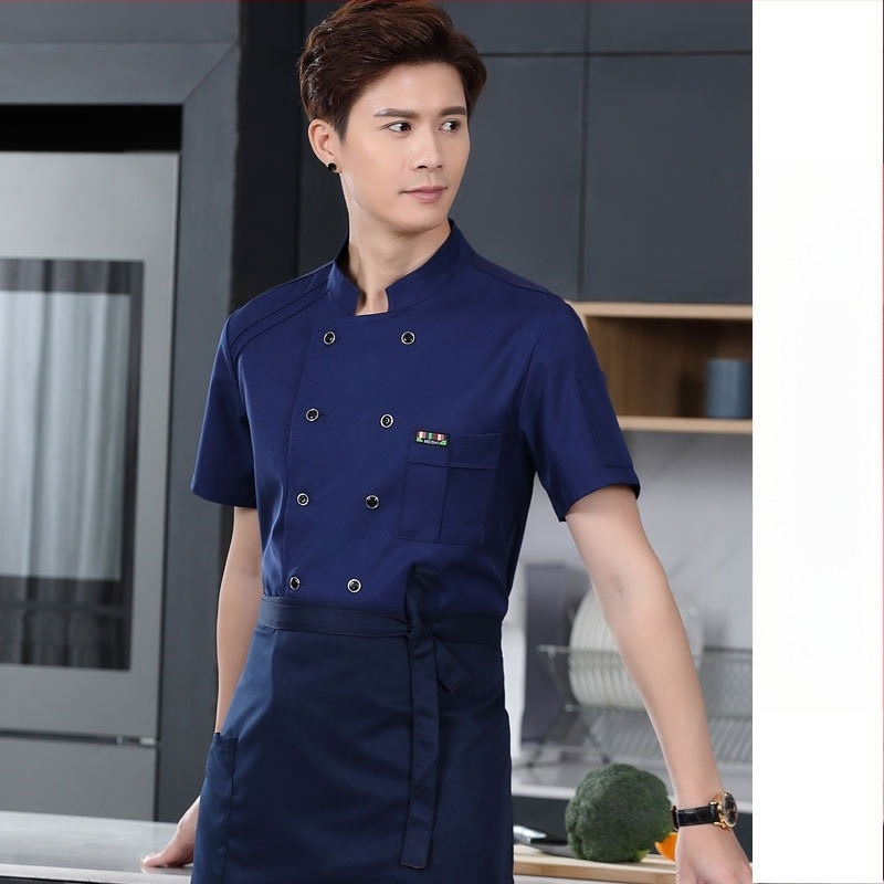 Ρούχα Εργασίας Σεφ για Άνδρες, Φθινόπωρο και Χειμώνας, Δυτικό Φαγητό Ξενοδοχείων, Χοντρές, Μακρυμάνικες για την Κουζίνα, Καλοκαιρινά Ρούχα Σεφ, Κοντομάνικα Ρούχα Σεφ