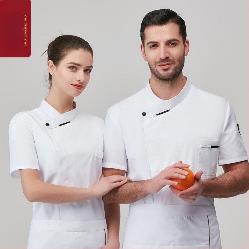 Ρούχα εργασίας σεφ catering για άνδρες με μανίκια τριών τετάρτων για καλοκαιρινό ξενοδοχείο, εστιατόριο, δυτικό εστιατόριο, σετ κουζίνας πλάτης