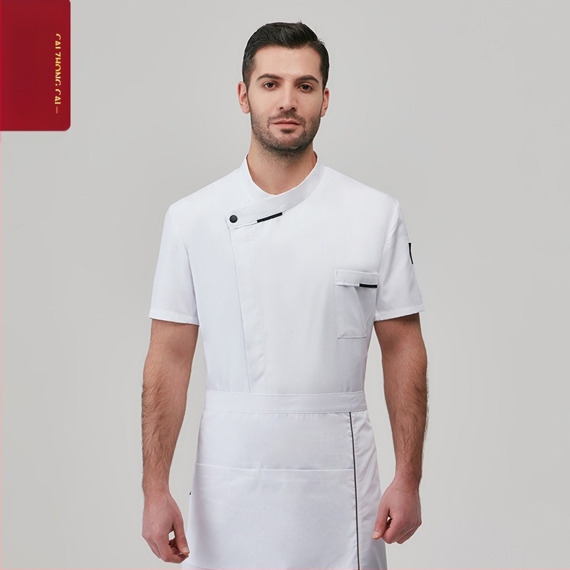 Ρούχα εργασίας σεφ catering για άνδρες με μανίκια τριών τετάρτων για καλοκαιρινό ξενοδοχείο, εστιατόριο, δυτικό εστιατόριο, σετ κουζίνας πλάτης