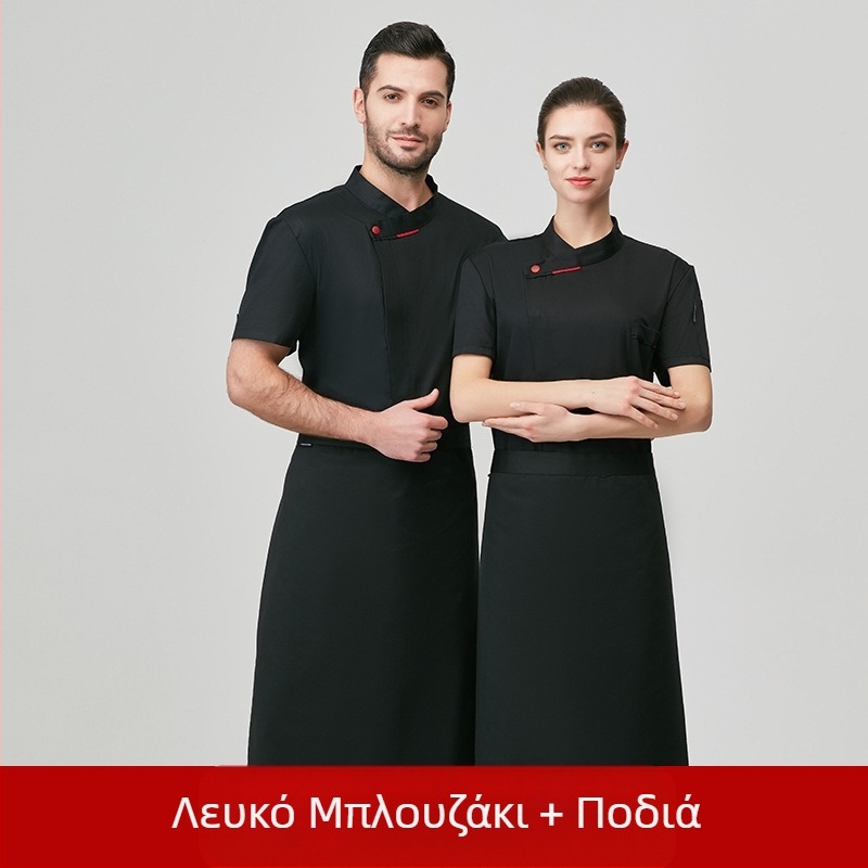 Ρούχα εργασίας σεφ catering για άνδρες με μανίκια τριών τετάρτων για καλοκαιρινό ξενοδοχείο, εστιατόριο, δυτικό εστιατόριο, σετ κουζίνας πλάτης